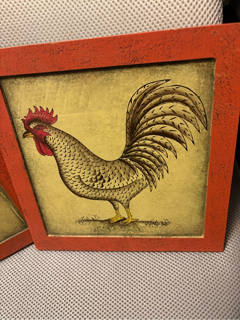 Farmhouse Rust Orange Rooster Wall Art Pair - Brand: - Picture 6 of 6